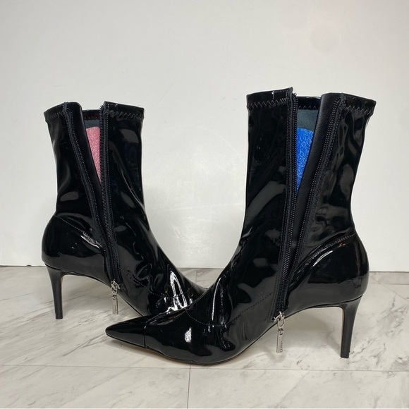 Schutz Pointy Toe Black Patent Heeled Bootie 6 1/2 B - Picture 7 of 16
